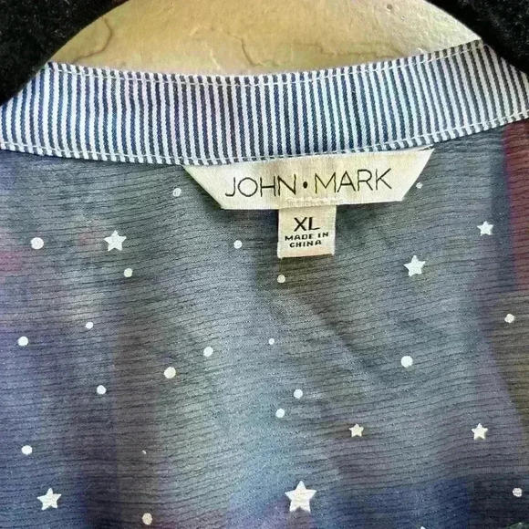 John Mark 100% linen floral embroidered button front blouse sz. XL coastal boho - Picture 3 of 9